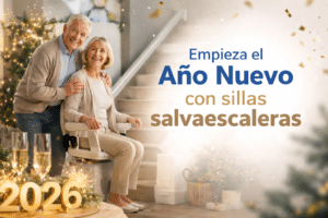 Ilustración sobre accesibilidad doméstica y salvaescaleras